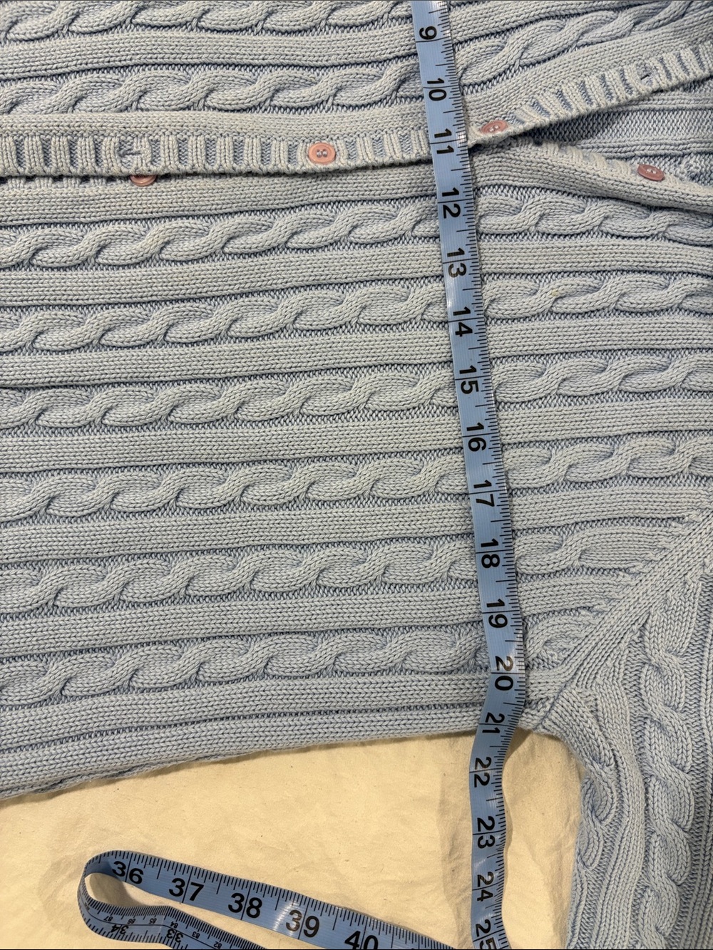 L.L. Bean Light Blue Cable Knit Cardigan - Picture 5 of 6